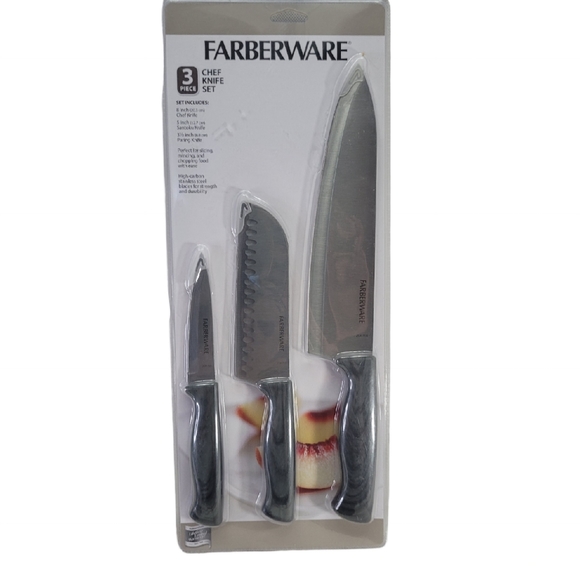Farberware Other - Farberware Set Of 3 Chef, Santoku & Paring Knives Steinless Steel New